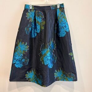 Maeve by Anthropologie Navy Blue Floral A-Line Skirt Size 8
